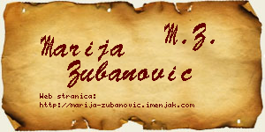 Marija Zubanović vizit kartica